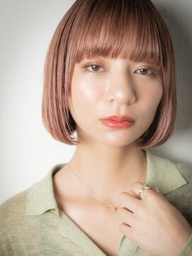 カバーヘア ブリス 北浦和(COVER HAIR bliss) ぱっつん前髪ベビーピンク切りっぱなしボブ204s北浦和10代20代