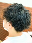 メンズ ツイストスパイラルパーマ 刈り上げマッシュショート