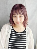 ヘアーアンドスマイル バル(hair&smile Baru) ツヤ感ピンクのニュアンスカールボブスタイル