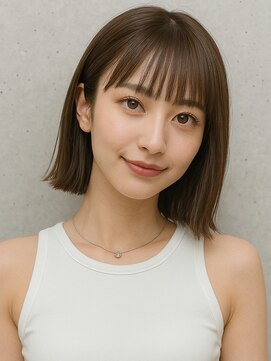 ヘアメイク アージュ 天神西通り店(HAIR MAKE age) 切りっぱなしボブ ミニボブ オリーブベージュ 20代 30代