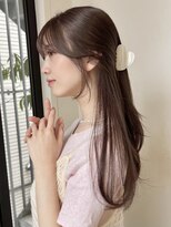 レイヤーカット/くびれヘア/透明カラー/くすみベージュ