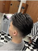 スパイキーショートブルーブラックフェザーパーマサーフカールR