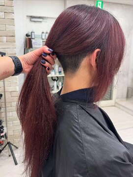 プライズ 表参道原宿店(prize) ツーブロックポニーテールロングピンクカラーブリーチ