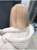 盛岡駅タッセルボブハイトーンカラーミルクティーベージュ外ハネ