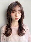 セミディモテ髪サイドバング艶感結べるボブシースルーバング