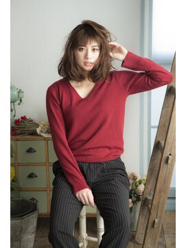 ミエル ヘア 新宿(miel hair) ♪【mielhair新宿】♪無造作ボブ☆くせ毛風ふわミディアレンジ