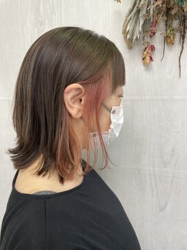 プランタン(Printemps) ぱつっとボブ無造作ミディアム☆ベージュインナーカラー