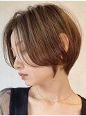 大人ショートボブ丸みショートカットマッシュショート前髪なし