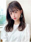 デジタルパーマ前髪パーマ韓国くびれミディアムチェリーブラウン
