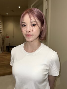 ネロ ヘアサロン ネイビー 渋谷(NERO HAIRSALON NAVY) 【近藤真帆】ボブレイヤー　ピンクベージュ　ブリーチカラー