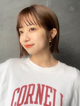 ガーデンヨコハマ(GARDEN YOKOHAMA) 切りっぱなしボブ　外ハネ　ウォームブラウン　ダークアッシュ