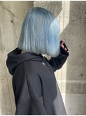 ハイトーン　水色　ケアブリーチ　ボブ　高知美容室
