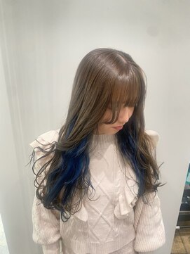 ムク(:muku) ナチュラルグレージュ×インナーネイビーブルー　韓国風小顔ヘア