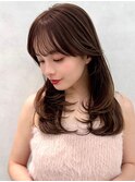 イメチェン/似合わせカット/フルバング/レッドブラウン/中野