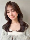 斜めバングシースルーバング外ハネボブエアリーカール艶感