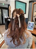 ハーフアップの編みおろし
