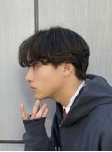 韓国マッシュスペインカールスパイキーショートブルーブラック