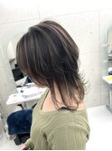 ハイライトバレイヤージュ/ウルフカット/くすみベージュ-池袋