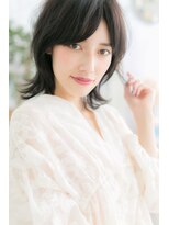 ミック ヘアアンドメイク アップ 駒込店(miq Hair&Make up) 外ハネ黒髪大人ミディアムウルフ