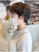 ショートニュアンスパーマ_グレージュカラーボブウルフ_ba403501