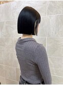 イメチェンハッシュカットフルバング似合わせレッドブラウン