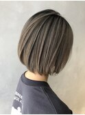 ハイライト　レイヤー ショートヘア　ボブ　くびれレイヤー 