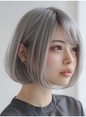 ナチュラルボブルフ小顔ワンレンハイトーンカラー20代30代40代