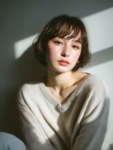 トクテ 高円寺(tokute) くびレイヤーエモージュ前髪モテベージュレイヤーミディ/高円寺