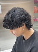 渋谷波巻きスパイラルパーマメンズボブウルフカット19時以降