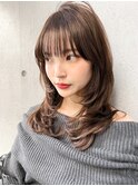 前髪サイドバング艶感セミディデザインカラーモテ髪美髪