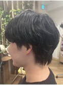 【シャドウパーマダウンパーマニュアンスパーマ黒髪ショート】