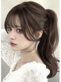 小顔効果サイドバング/ガーリーポニーテール