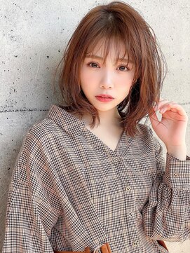 アグ ヘアー エーベル 武庫之荘店(Agu hair edel) 《Agu hair》柔らかオレンジベージュミディ