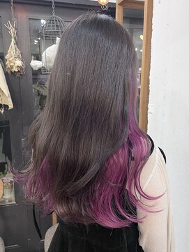 リッカ(RICCA) 【インナーカラー】チェリーピンク×ブルーグレージュ♪