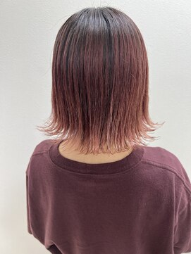 アールモンドヘア新世界 #切りっぱなしボブ#ピンクベージュ