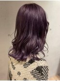 ダブルカラーラベンダーベージュカラーケアブリーチハイトーン