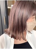 ベージュピンク/ハイライトバレイヤージュ/ベビーピンク/ボブ