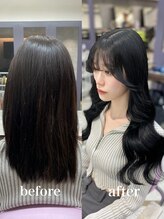 エル ヘアサロン なんば店(eL) 【韓国風モテヘア】エクステで叶う黒髪ロング