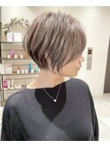 前髪あり耳掛け丸みくびれショートボブ20代30代40代50代(蘭)