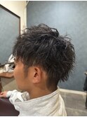 大人ソフトツイスト×アップバング×メンズカット