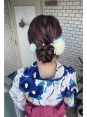 浴衣ヘア　浴衣ヘアアレンジ　アップヘア　シニヨン