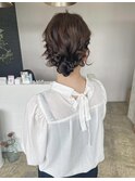結婚式お呼ばれ編み込みシニオンアレンジ