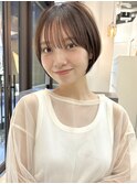 透明感カラー ボブ 前髪 ショート カラー ブリーチ&ダブルカラー