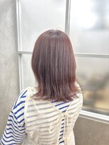 ジールサロン つくば本店 レイヤーボブ ミディアム ピンクアッシュ ブリーチ無しカラー