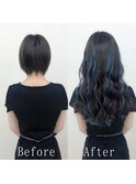 グレージュxブルーメッシュ#シールエクステ#ラフウェーブ#小倉
