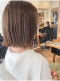 顎下2センチ 切りっぱなしボブ ミルクティーベージュ【横浜】k