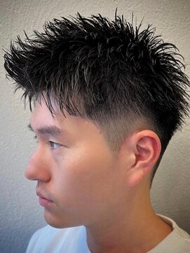 ビンゴ(BINGO) ba519アッシュブラックモテ髪束感バーバー刈り上げアップバンク