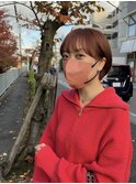 髪質改善/ショート/前髪/マチルダボブ/ピンクベージュ