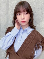 オーブ ヘアー カラ 今福鶴見店(AUBE HAIR cara) 20代・30代_ワイドバング韓国風ウルフ