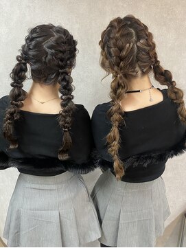 リブレ(Rebre) 双子ツイン編み下ろしアレンジ☆☆